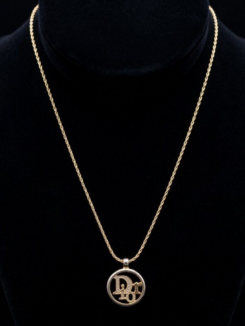 Dior Gold-Tone Logo Circle Pendant Necklace - Dior